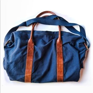 Ralph Lauren Polo Duffel Tote Bag Weekender 24” Blue Canvas w Shoulder Strap